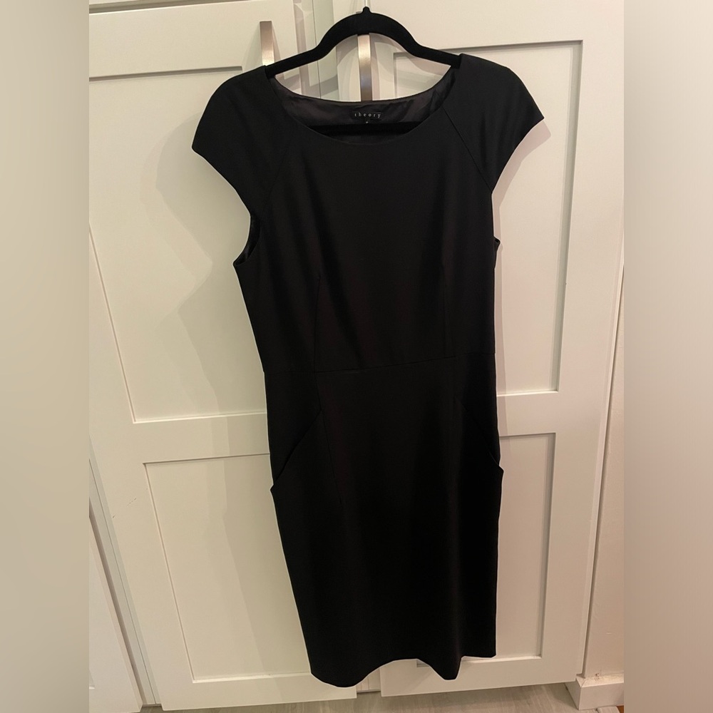 Theory Black Stretch Wool Sheath